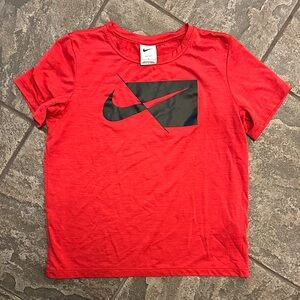 Nike Kids Red Tee with Black Swoosh
